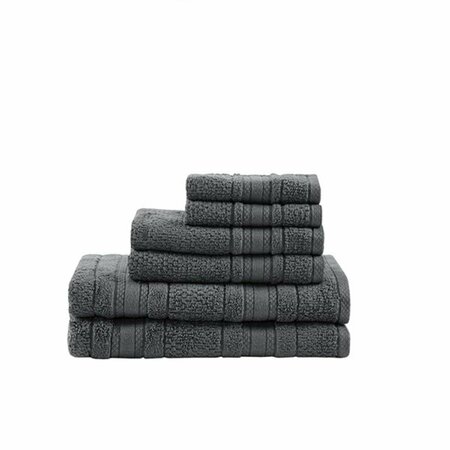 MADISON PARK Adrien Super Soft Cotton Towel Set - Dark Gray, 6 Piece MPE73-665